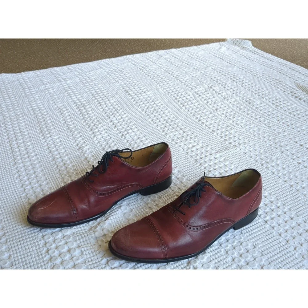 Paul Evans Brando Semi Brogue Oxford Italy Made Havana Cap Toe Lace‎ Up Size 9